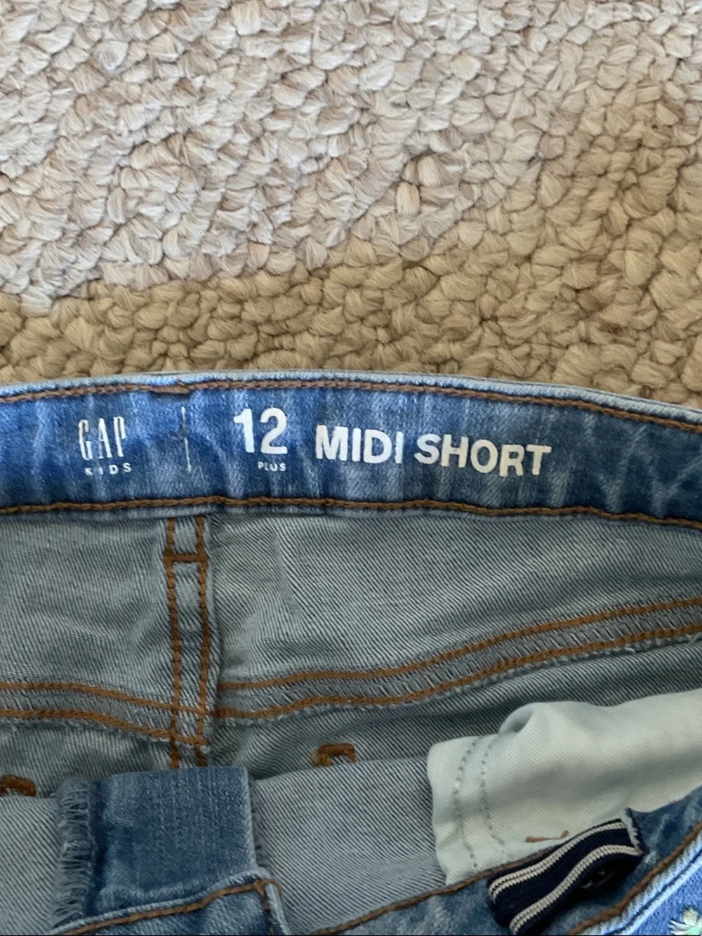 GAP Light Blue Denim Shorts with Pastel Floral Embroidery